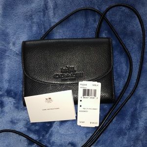 coach phone crossbody in pebbled leather